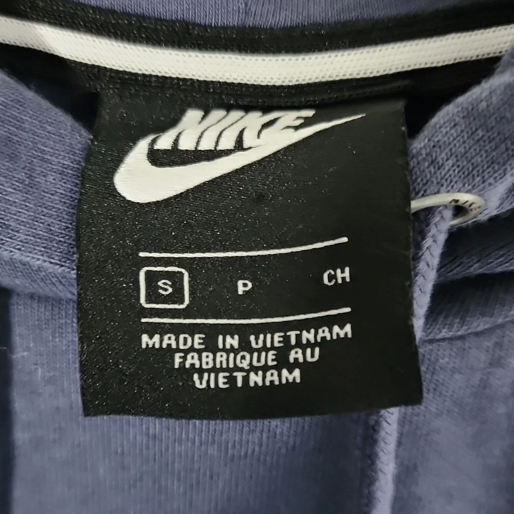 Nike Sportswear Women's Cropped  Blue Pullover Hoodie Size S  Pink Nike Swoosh